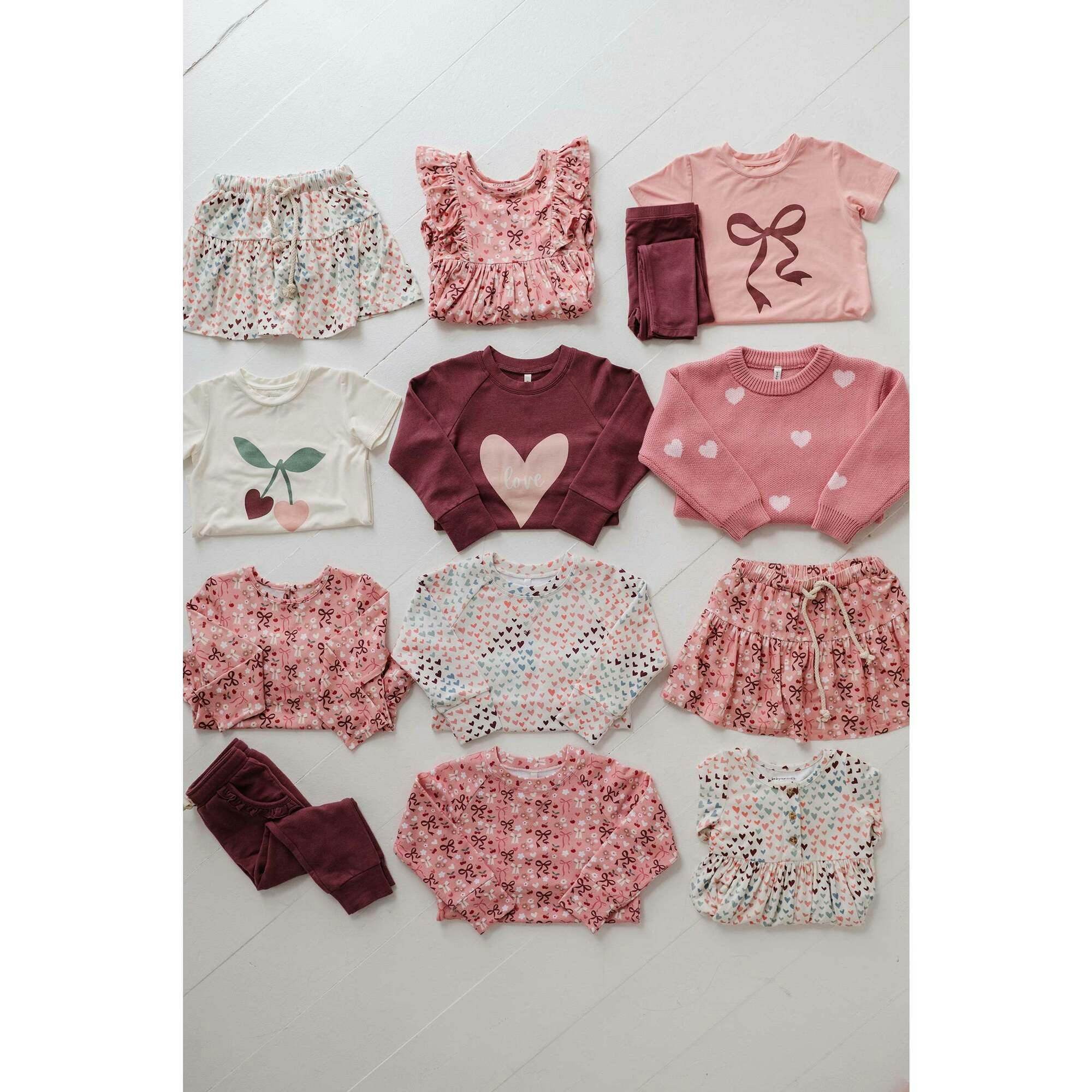 Long Sleeve Henley Dress Rainbow Hearts