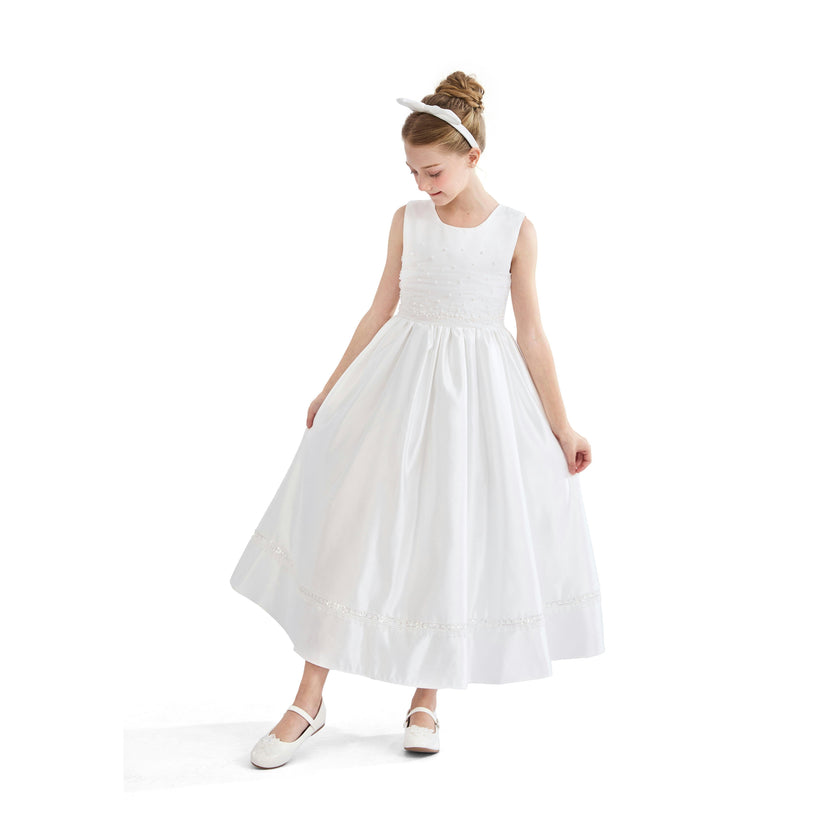 White Sylvarra Sleeveless Formal Dress with Headband