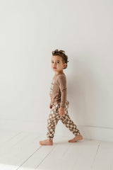 Boys Joggers in Smiley Check in Portabella