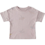 Short Sleeve Round Neck Drop Shoulder T-Shirt, Purple