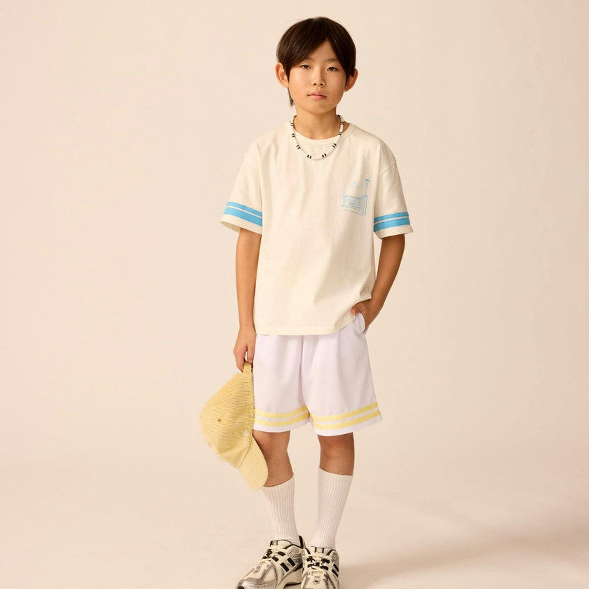 Organic Weekend Tee with Buzzer Blue Trim