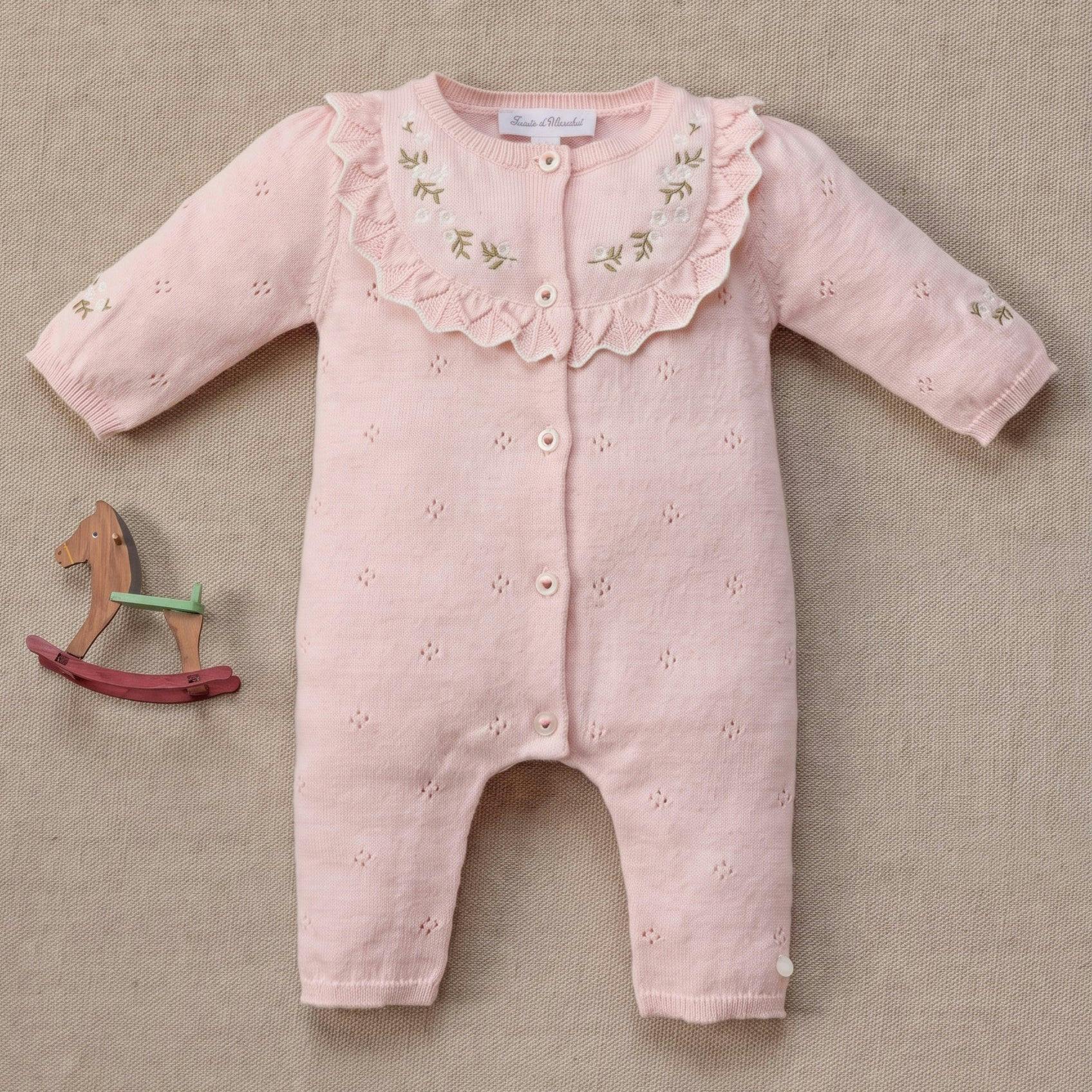 TARTINE ET CHOCOLAT Embroidered Knit Jumpsuit - Dragée
