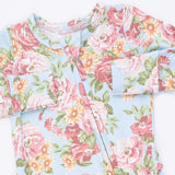 Angeline Floral - 2 Way Ruffle Back Zipper Footie