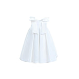 Ivory Palermo Satin Bow Pleated Dress