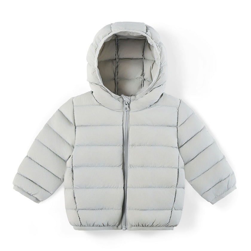 Blue Down Quilted Hooded Puffer Jacket