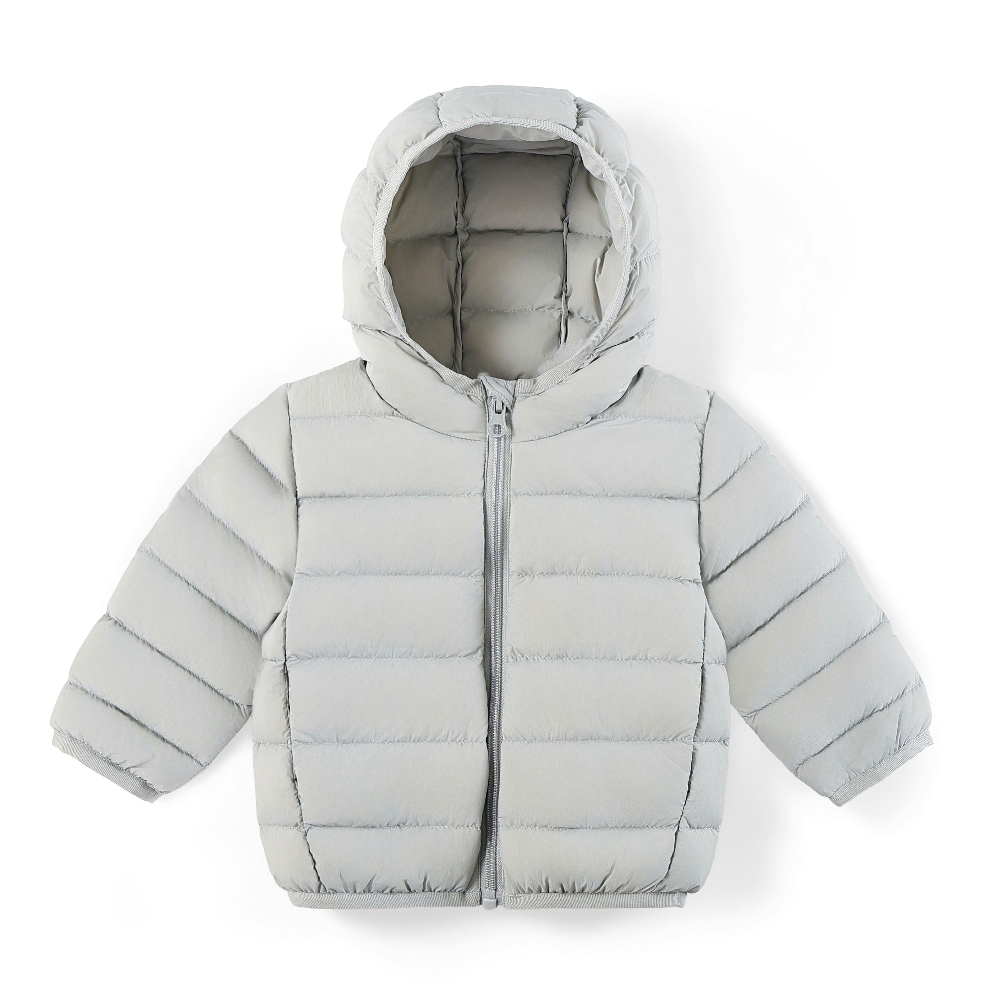 Blue Down Quilted Hooded Puffer Jacket