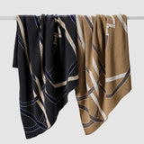 Cotton Sustainable Knit Patterned Throw Blanket - Equestrian Tack