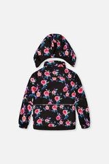 Two Piece Play Snowsuit Black Rose Print With Pink Pants