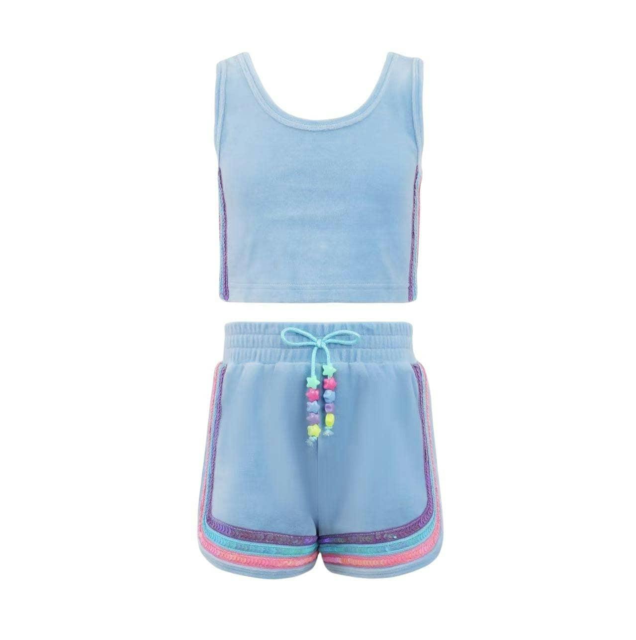 Rainbow Velour Sequin Tank Set