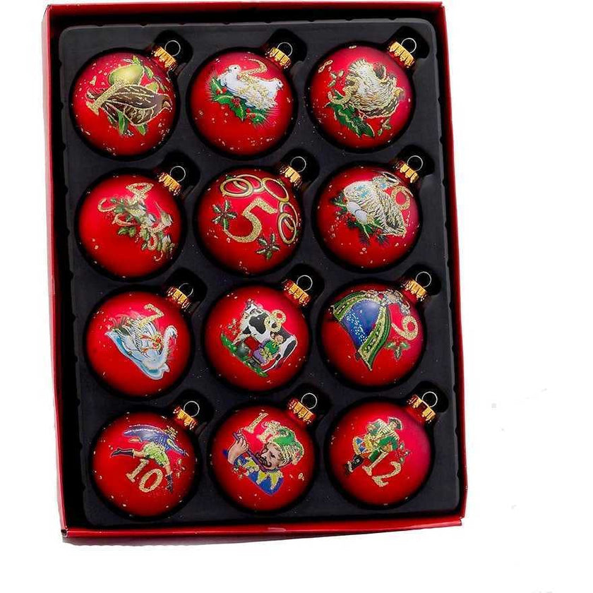 12 Days of Christmas Decorative Glass Ornaments