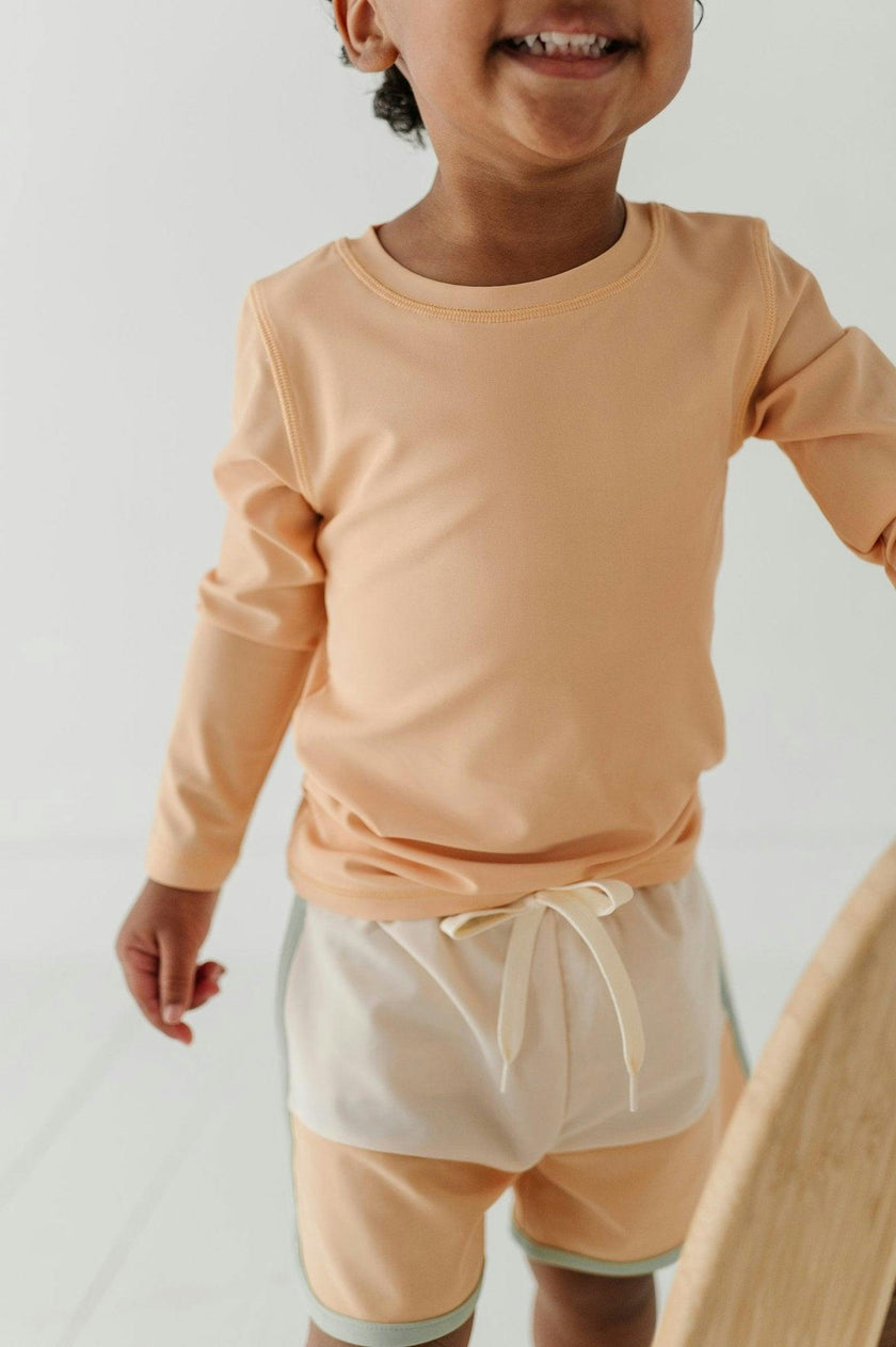 Boys Long Sleeve Rash Guard Swim Shirt in Desert Mist
