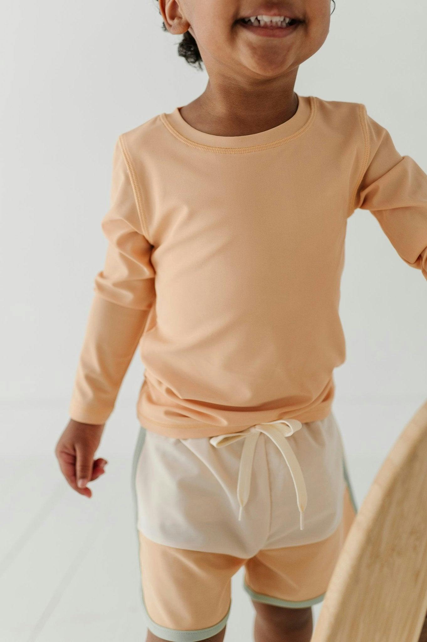 Boys Long Sleeve Rash Guard Swim Shirt in Desert Mist