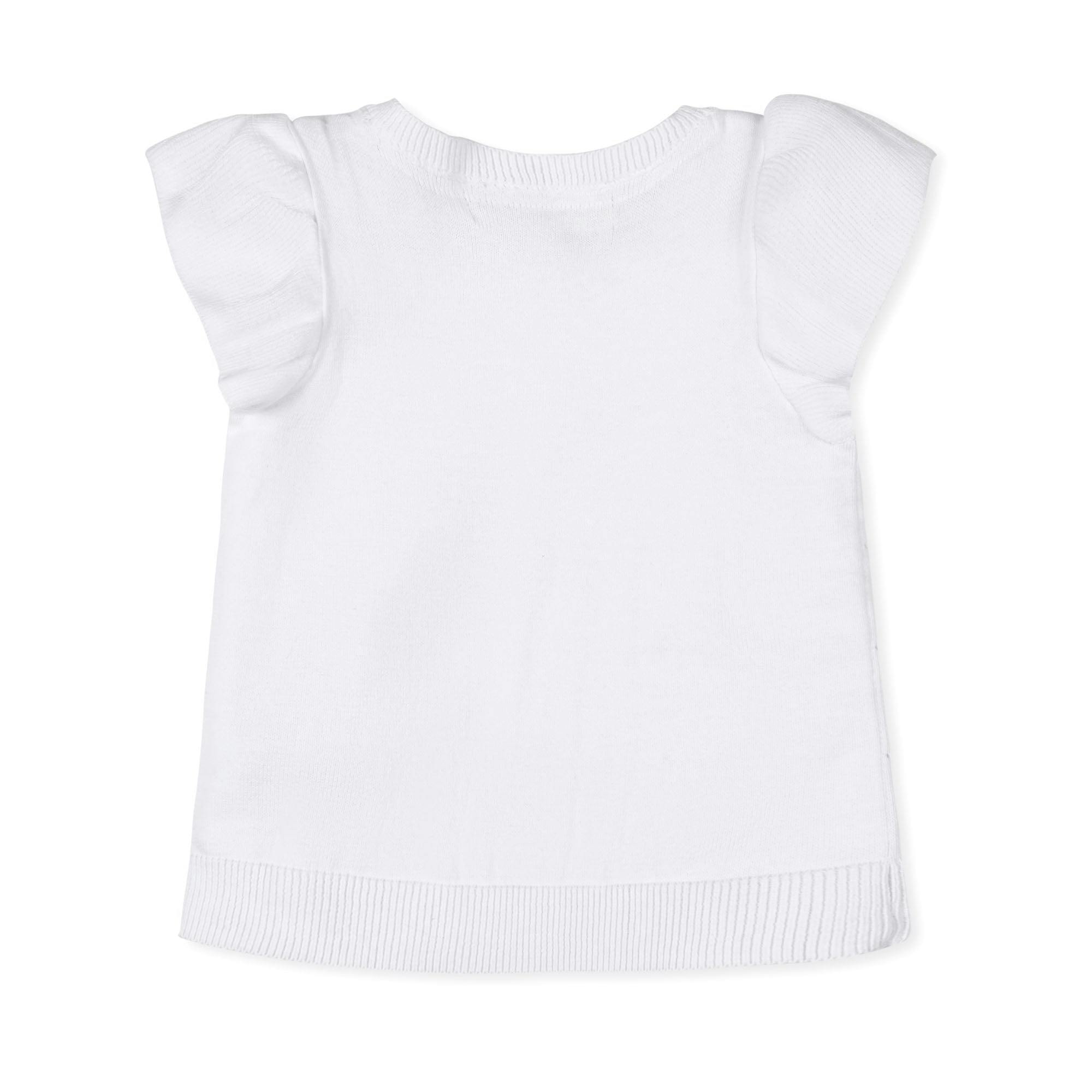 Organic Ruffle Sleeve Pointelle Sweater