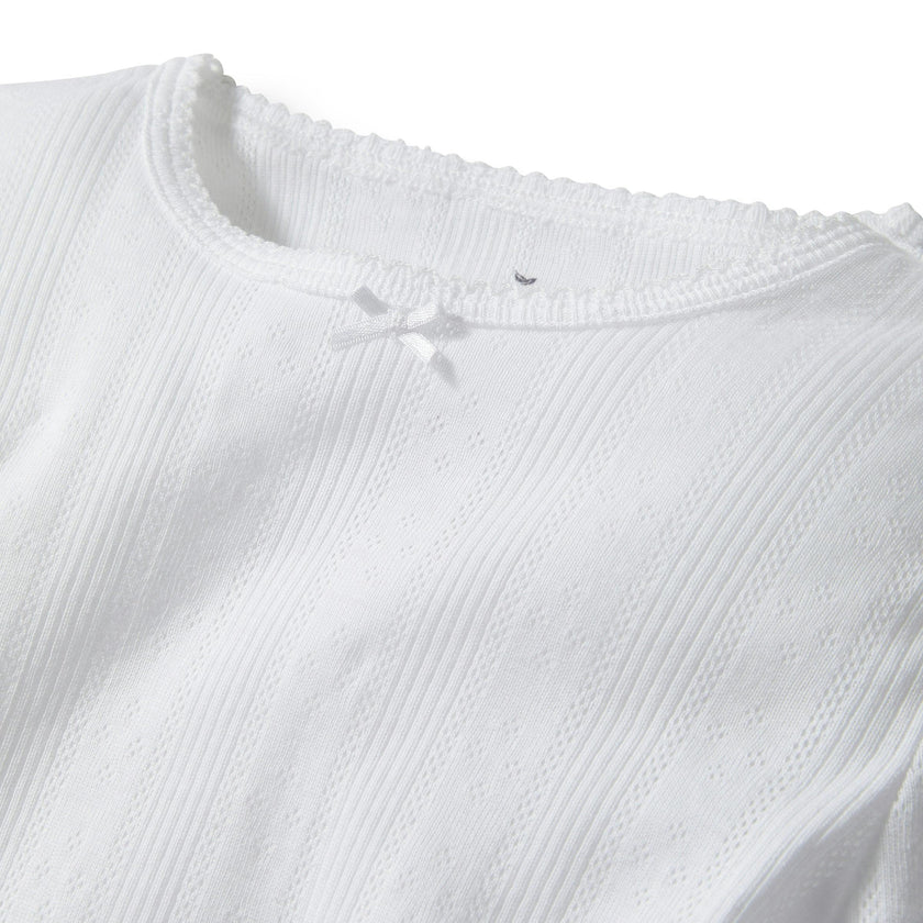 Kid's Pointelle Snug Fit Pajama Set in White