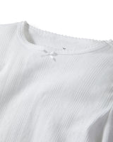 Kid's Pointelle Snug Fit Pajama Set in White
