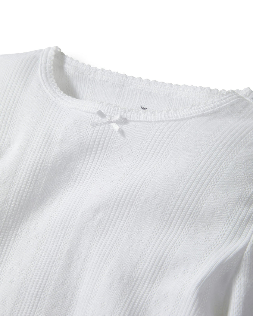 Kid's Pointelle Snug Fit Pajama Set in White