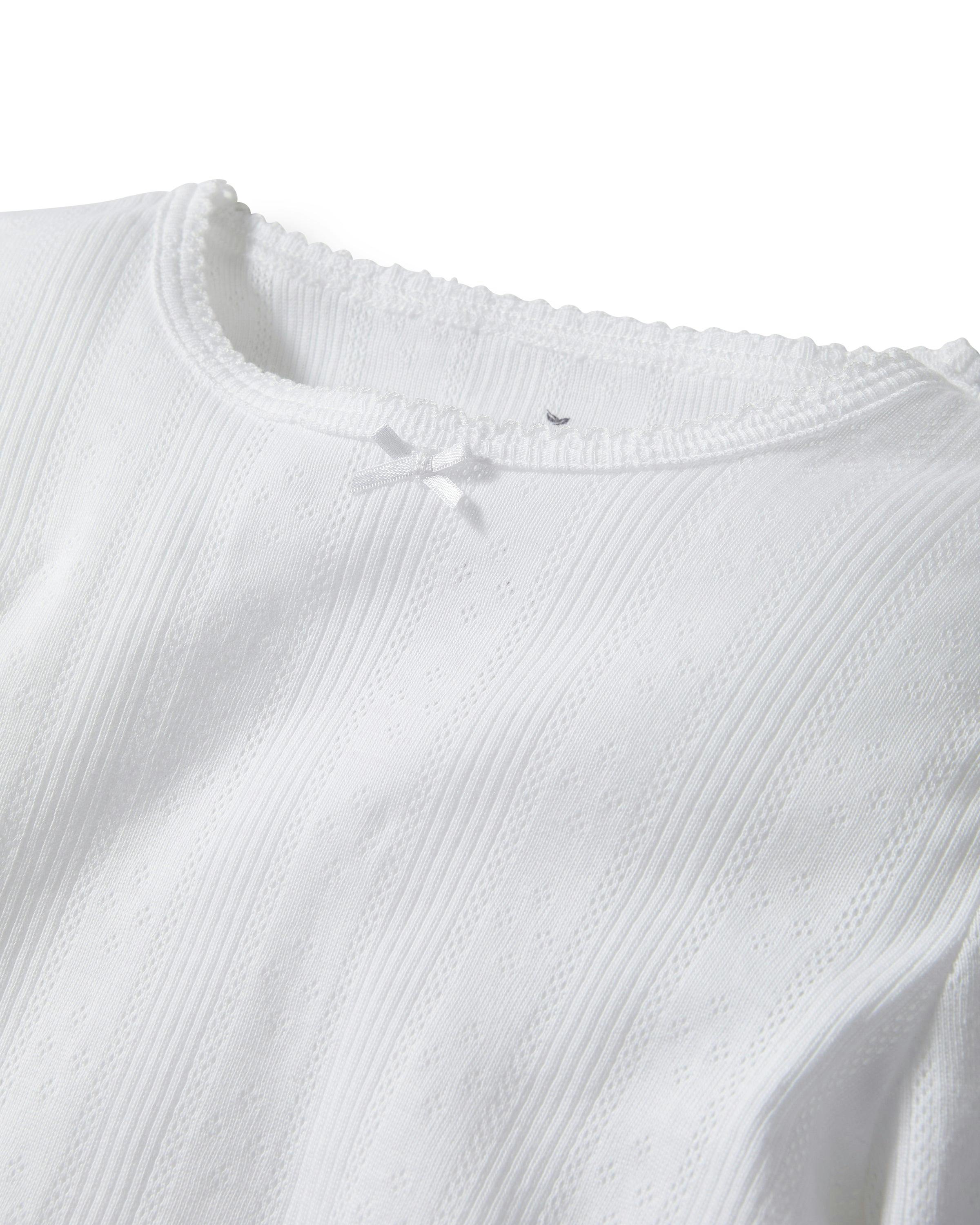 Kid's Pointelle Snug Fit Pajama Set in White