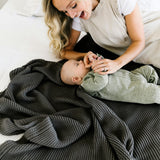 Organic Knit Throw Blanket - Charcoal Gray