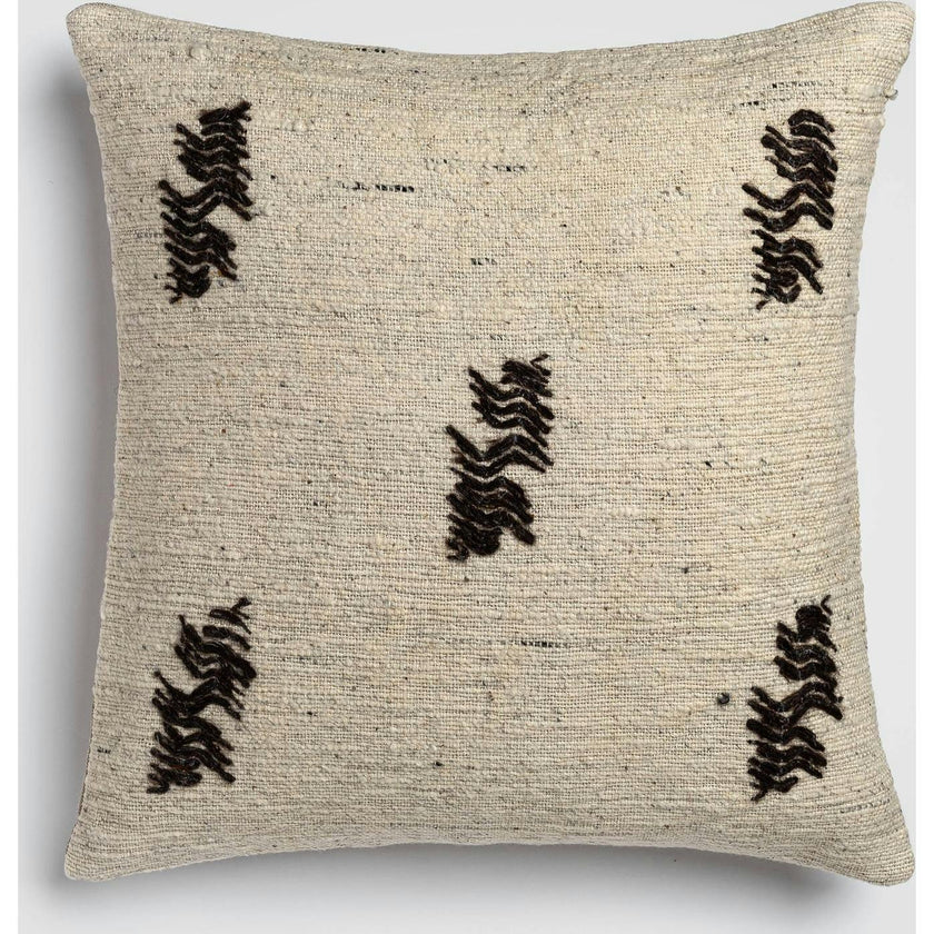 Abstract Leaf Green & Beige Accent Pillow