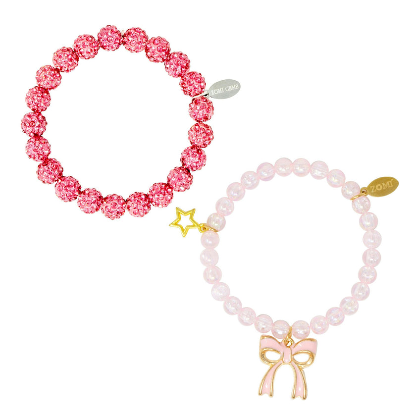Girl's Sparkle Bow Bracelets Set