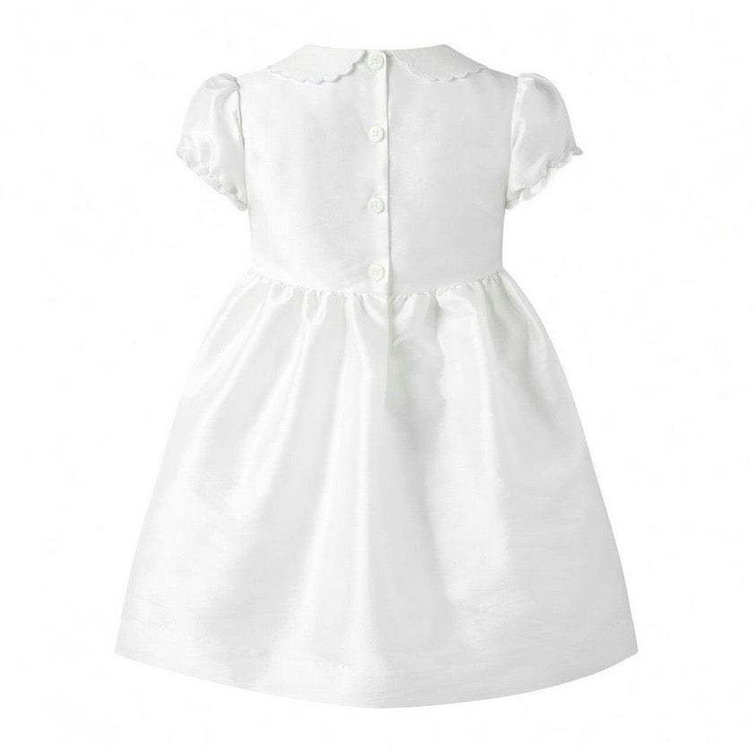 Ivory Taffeta Rosebud Smocked Dress