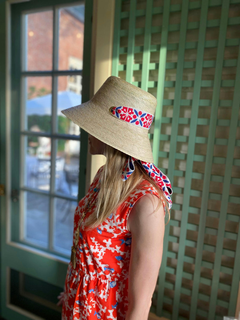 Clematis Bucket Hat (PreOrder Shipping June 15th) - Antique Eyelet Scallop Lace Short Ribbon