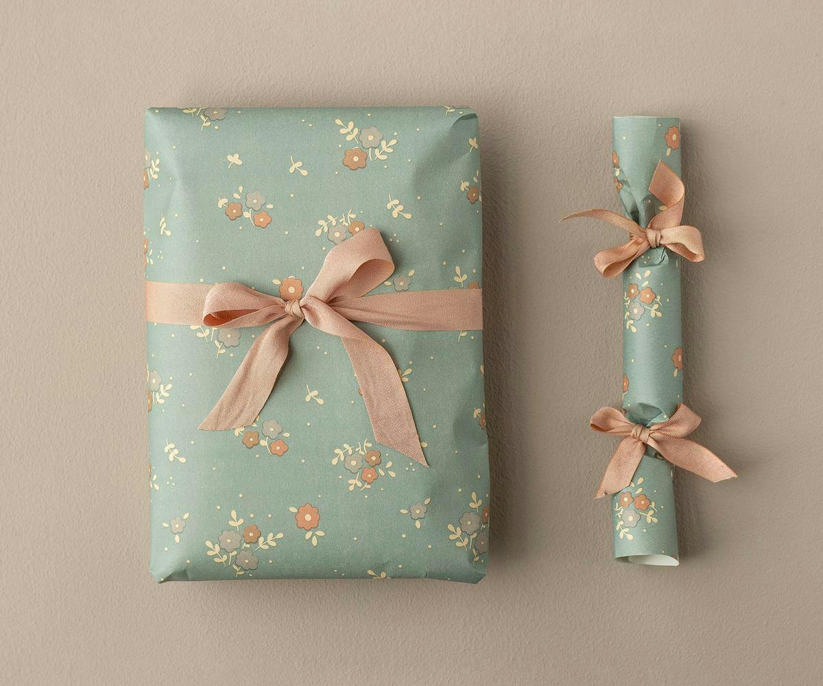 Gift wrap, 10 m - Michette - Blue/Grey