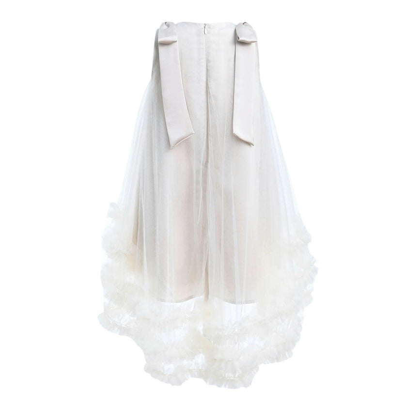 Cream Violeta Sleeveless Ruffle Overlay Dress
