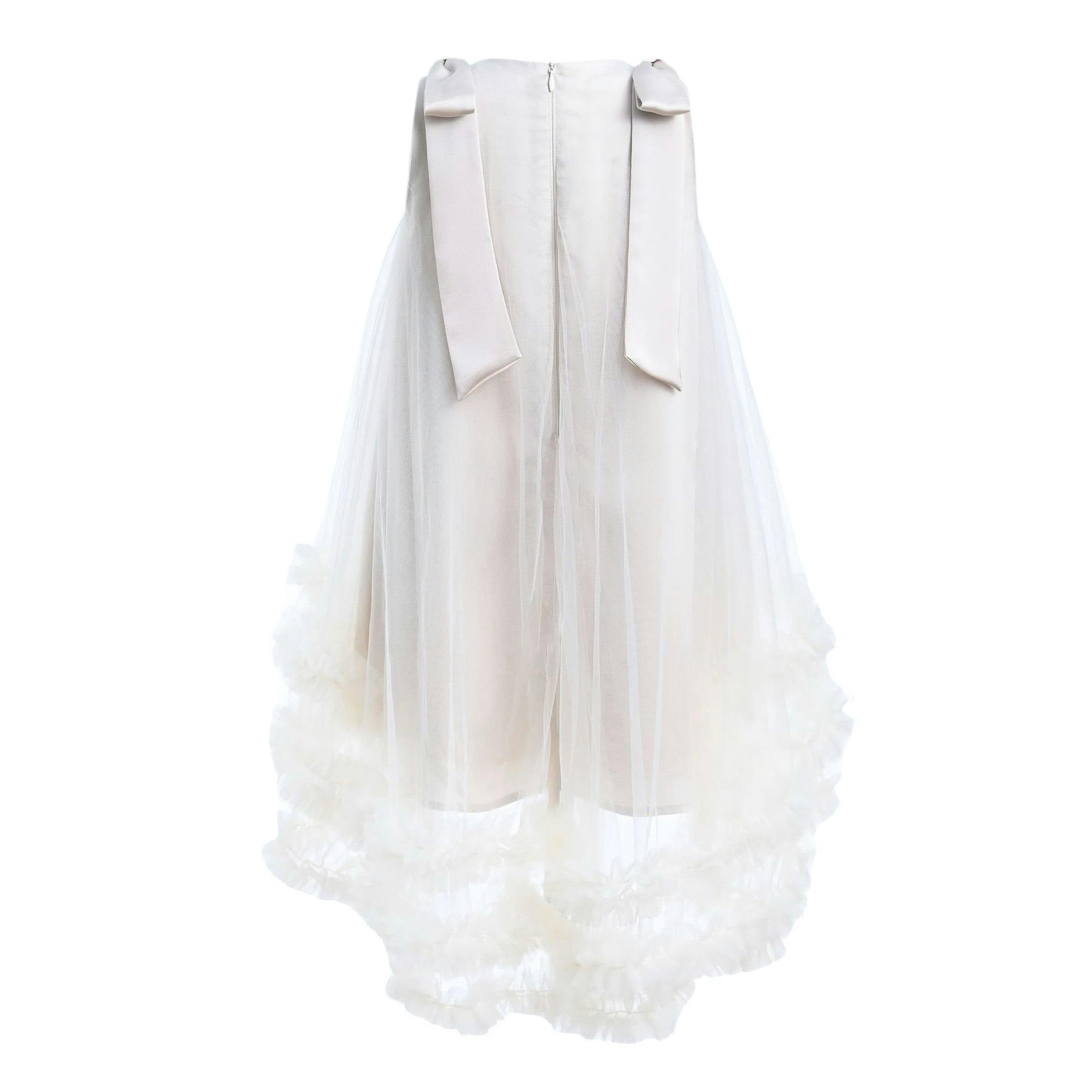 Cream Violeta Sleeveless Ruffle Overlay Dress