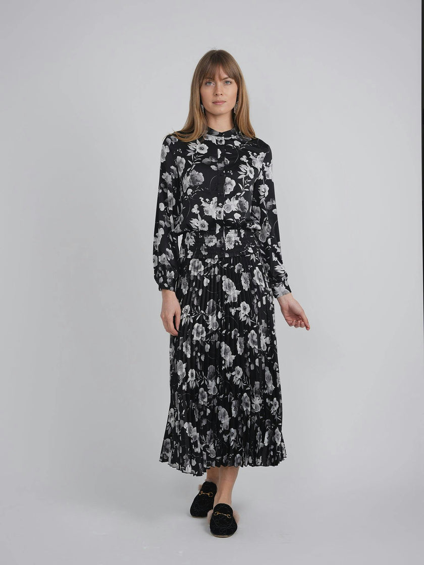 Printed satin Ruched Blouse