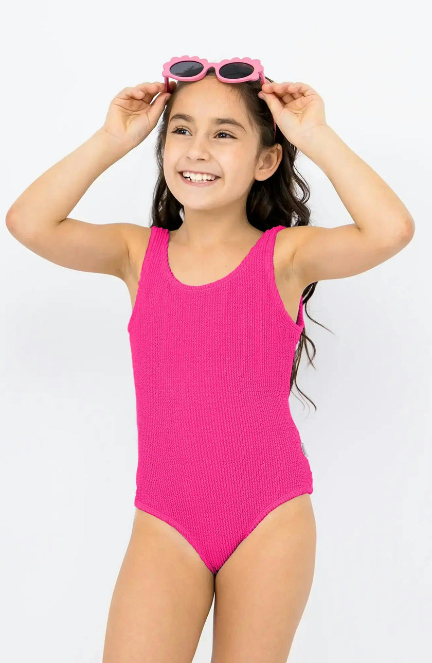 Ester Crinkle One Piece Swimsuit - Fuchsia