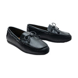 Black Faux Leather Laced Loafers