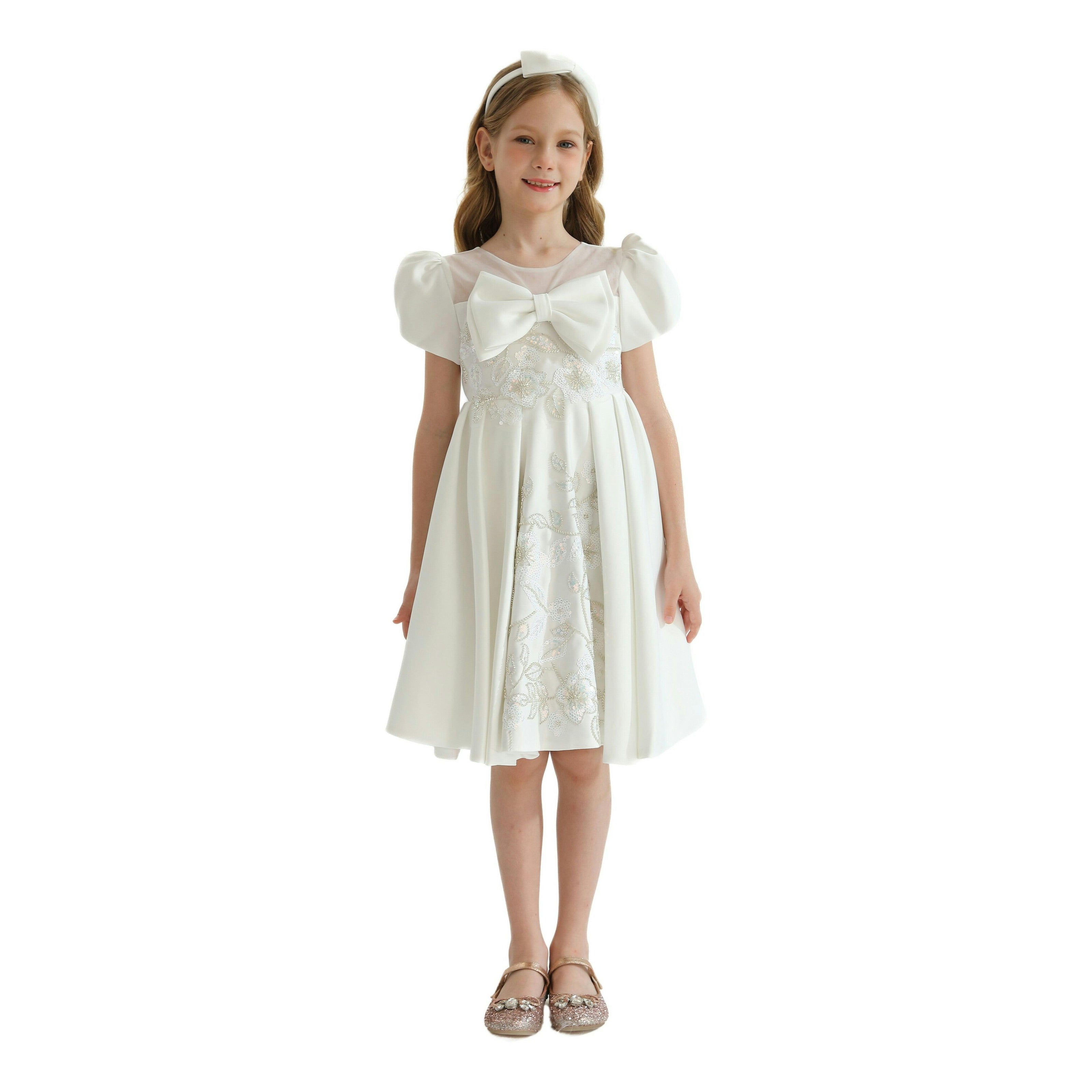 Ivory Leona Floral Teacup Bow Dress