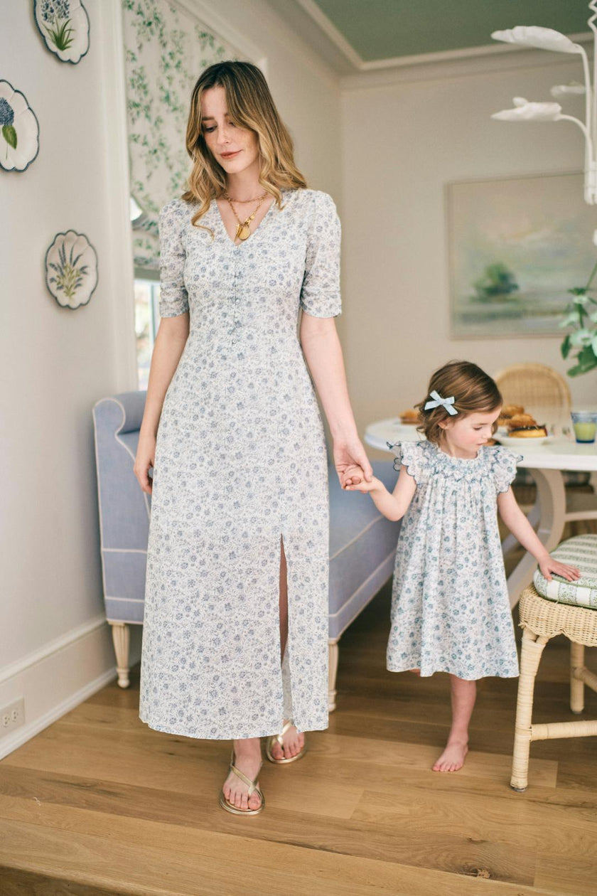 Elaine Dress in Floral Blues