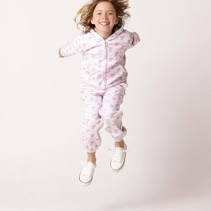 Soft Fleece Zip-up Hoodie, Lovely Bow