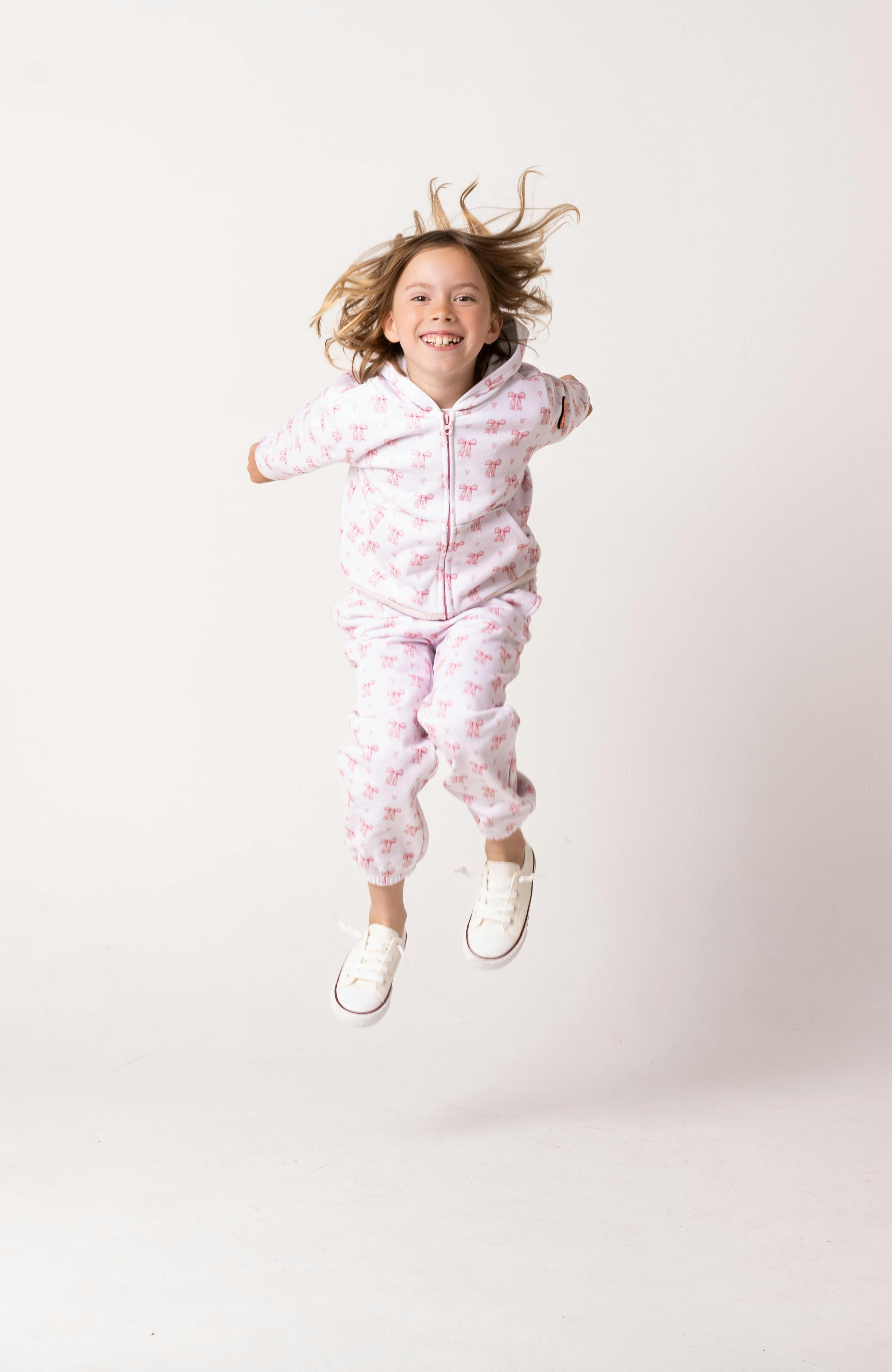 Soft Fleece Zip-up Hoodie, Lovely Bow