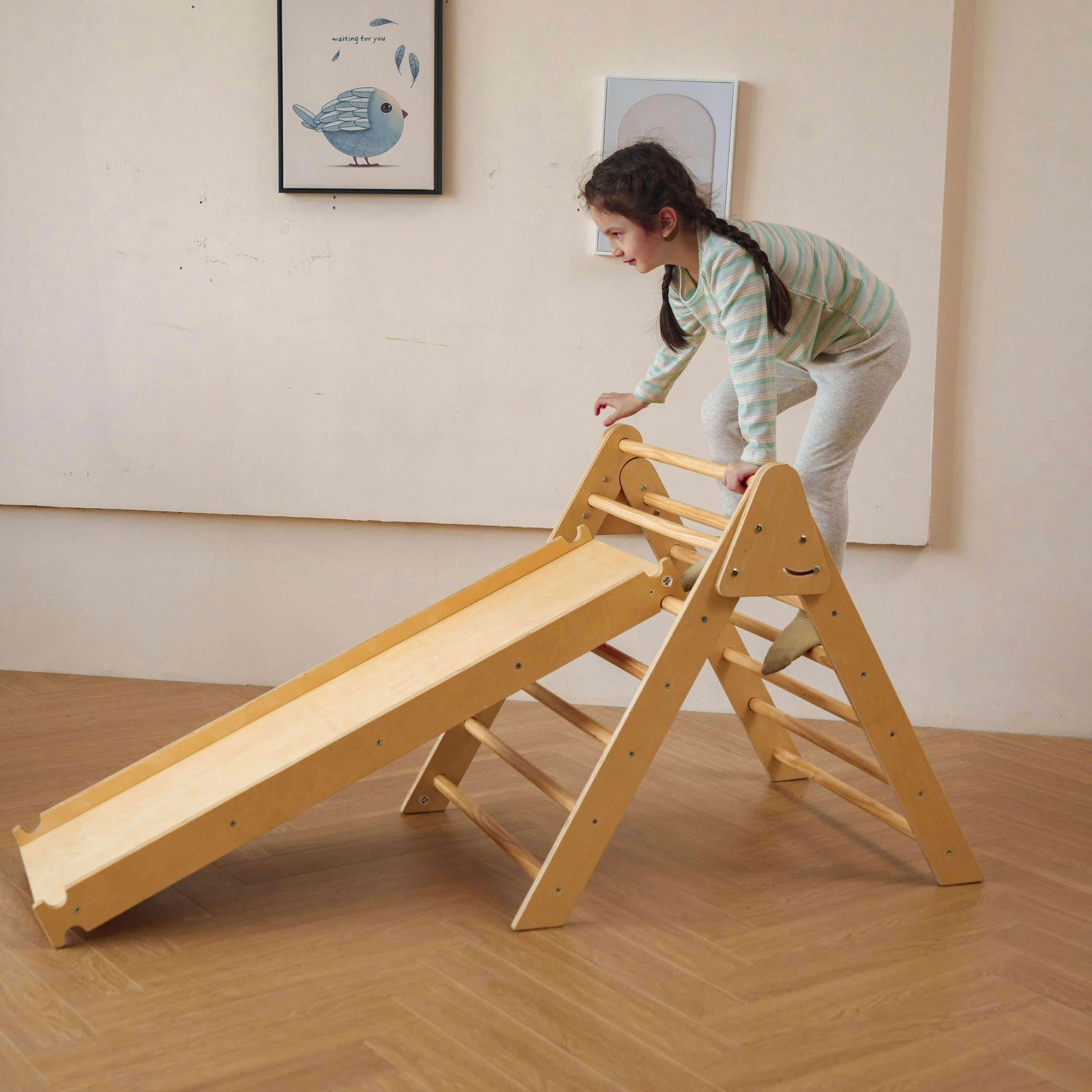 Bazel 6-in-1 Pikler Climber Set | Wooden Triangle, Rocker Arch & Slide for Toddlers