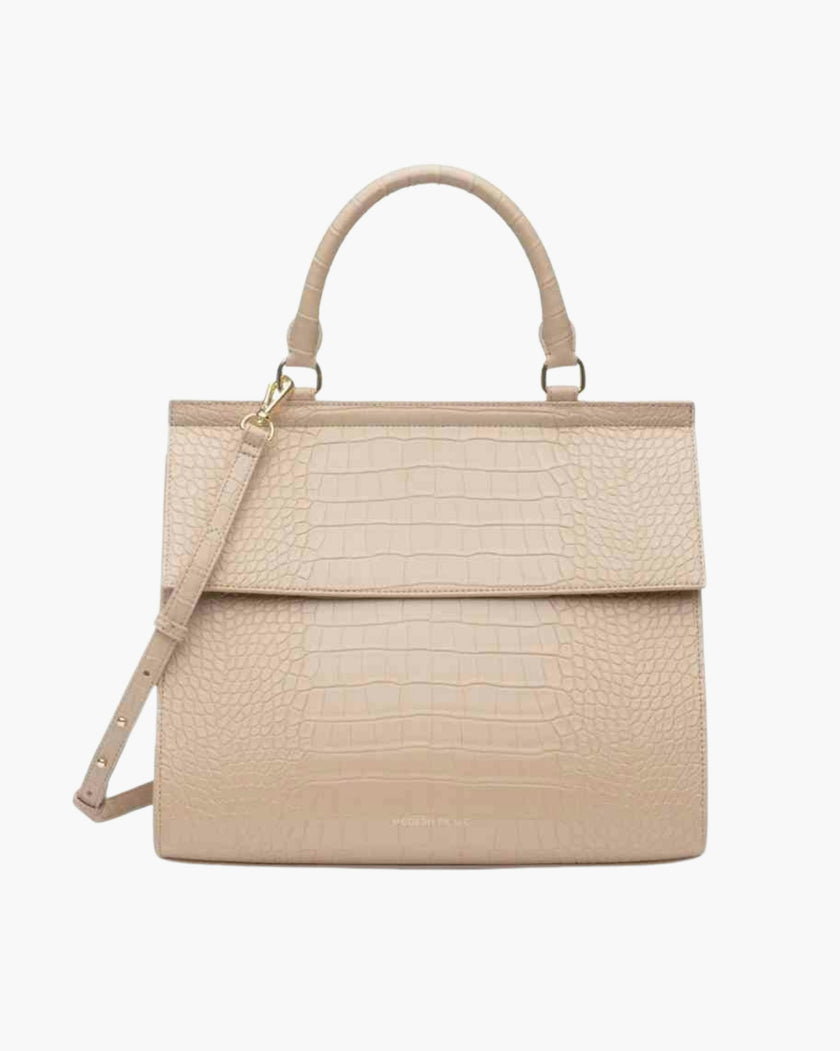 Large, Insulated, Chic Lunchbox, Cream Croc