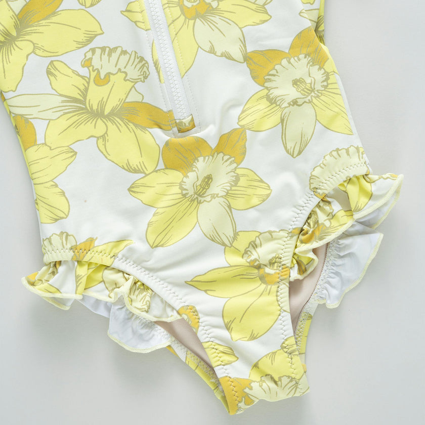 Girls Short Sleeve Arden Suit - Yellow Daffodils