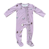 Footie Romper Lavender Cloud Checkered