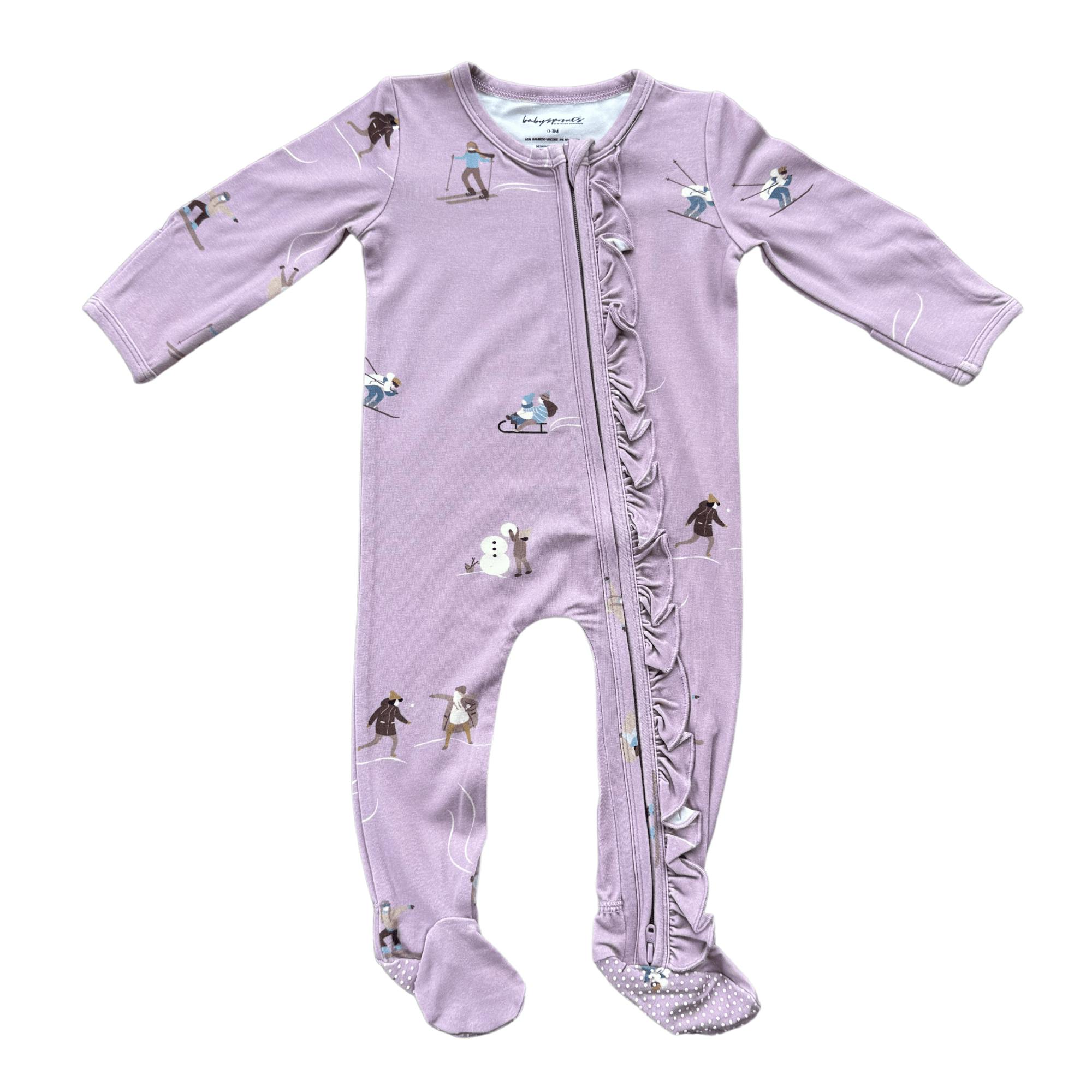 Girls Footie Romper in Ski in Mauve