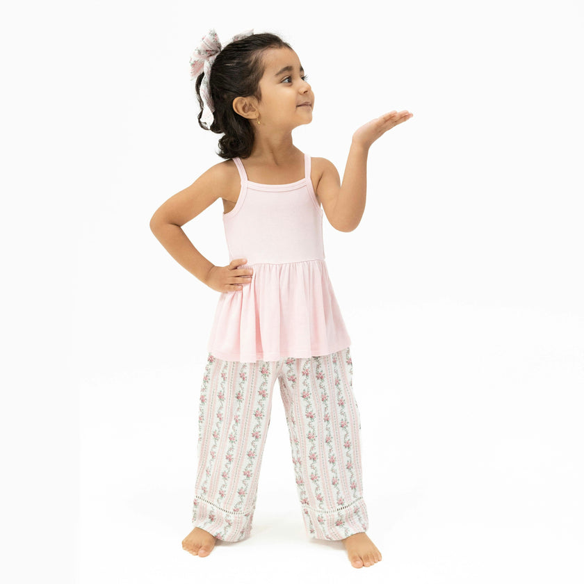 Winding Roses Stripe - Peplum Tank and Smocked Waist Pants