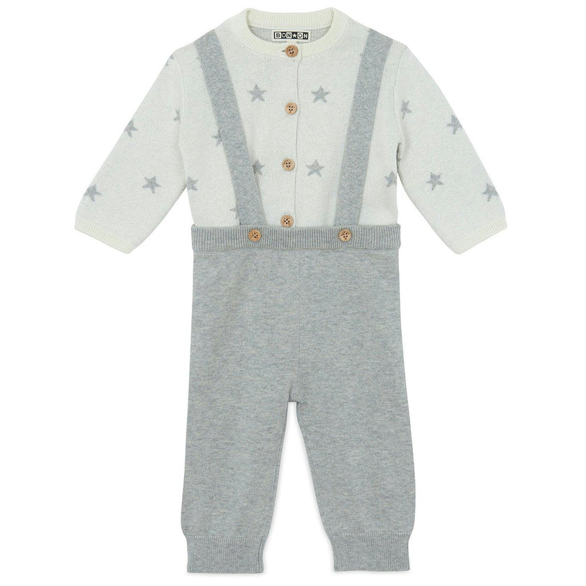 Stars Cardigan & Knit Pants Baby Set