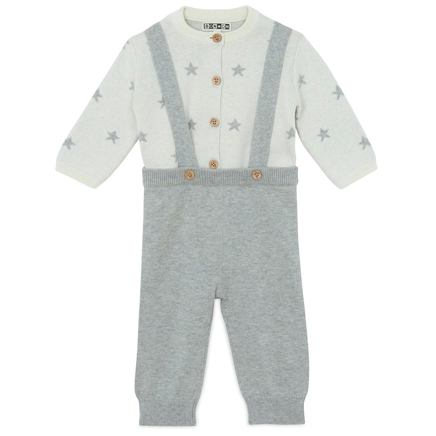 Stars Cardigan & Knit Pants Baby Set