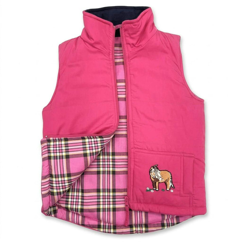 Richmond Embroidered Girl's Vest - Pink Pony