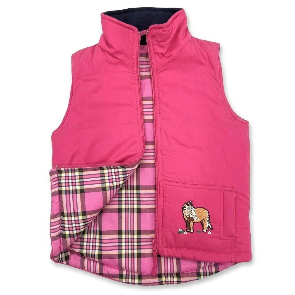 Richmond Embroidered Girl's Vest - Pink Pony