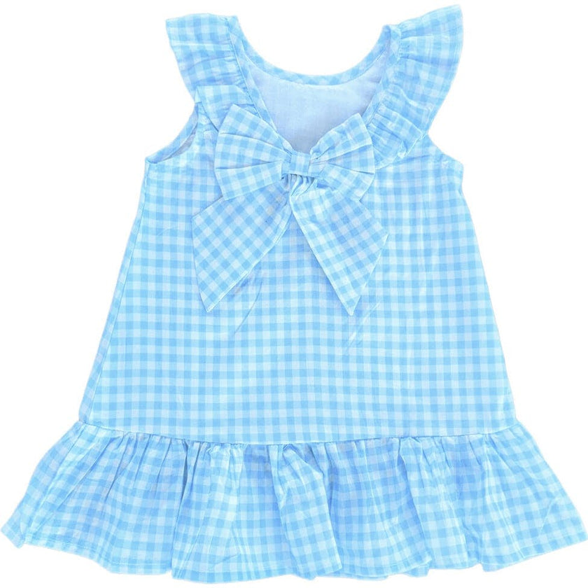Gingham Yellow Back Bow Dress