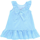 Gingham Blue Back Bow Dress