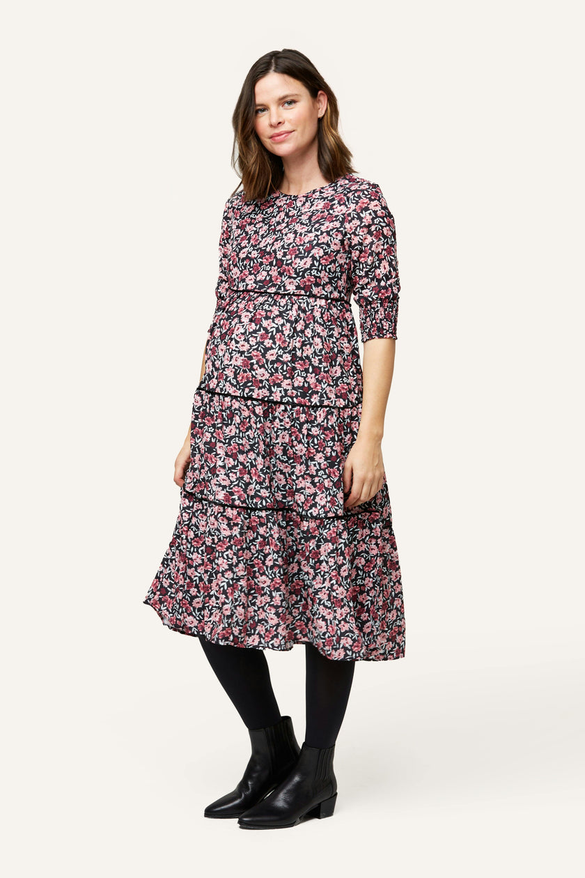 Aurora Floral Maternity Midi Dress