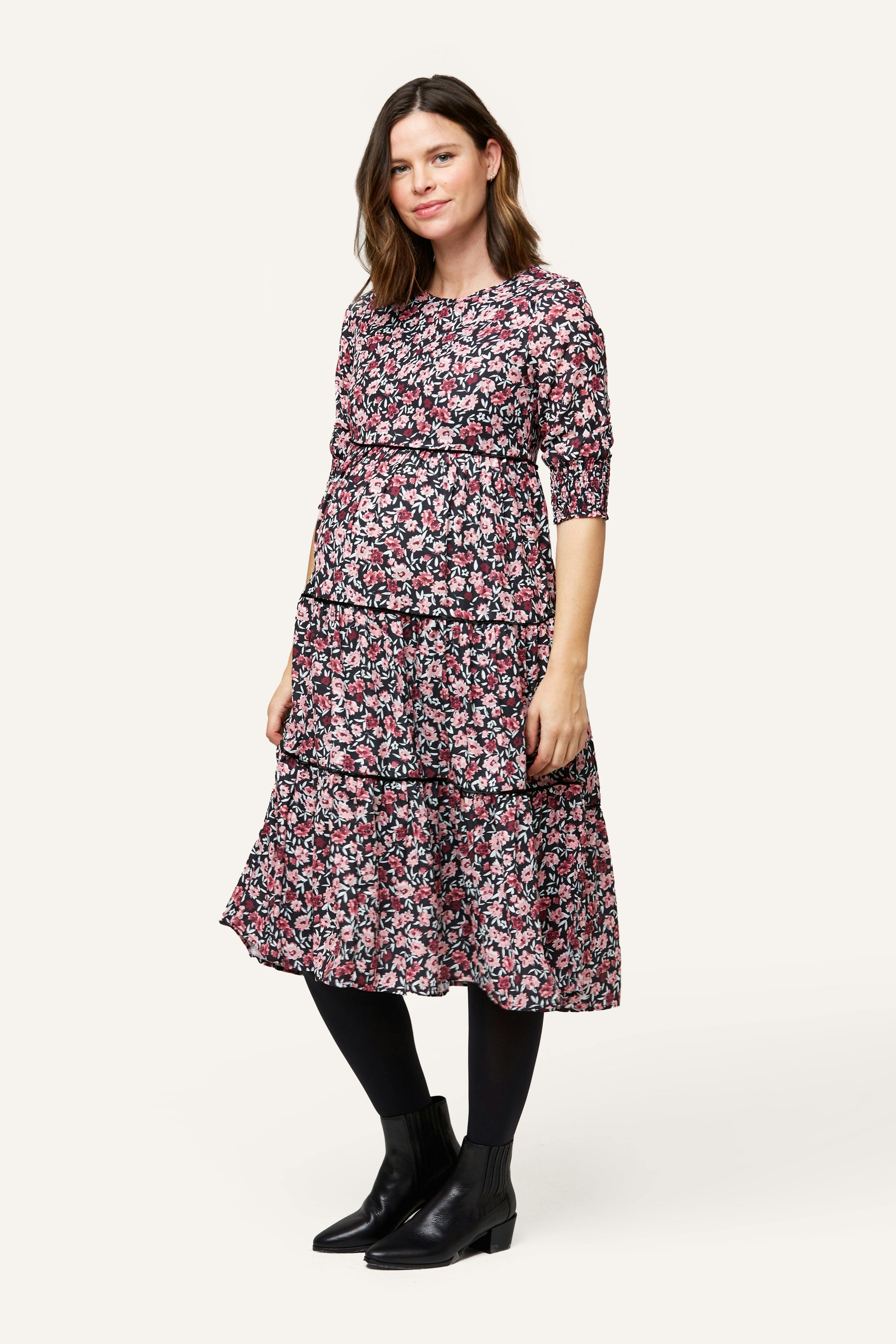 Aurora Floral Maternity Midi Dress